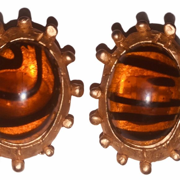 Kate Hines Jewelry - Vintage Kate Hines Clip Earrings Amber